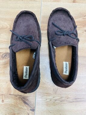 dearfoams Men's Dark Brown Corduroy Slip-On Moccasins